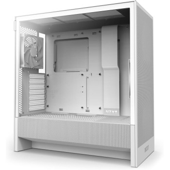 NZXT H5 Flow - Case per PC da gaming mid-tower ATX compatto - Flusso d'aria elevato - 2 ventole da 120 mm incluse - Supporto per radiatori da 360 mm (anteriore) e 240 mm (superiore) - Bianco - Bianco