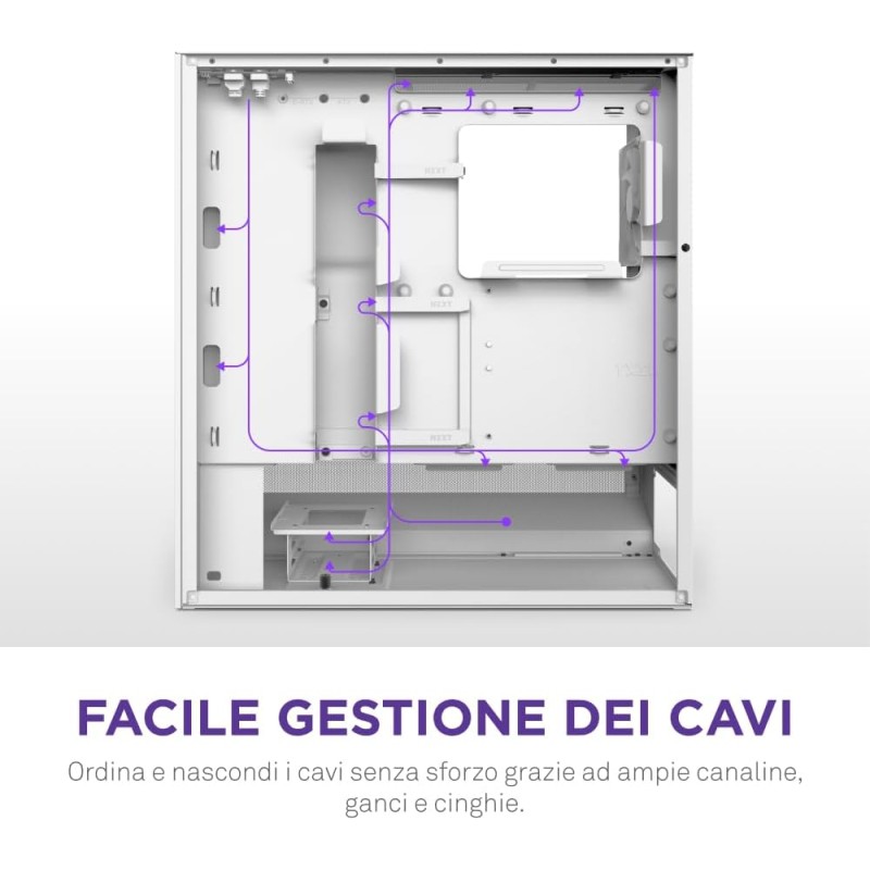 NZXT H5 Flow RGB - Case per PC da gaming mid-tower ATX compatto - Flusso d'aria elevato - Ventola F360 RGB Core (CV) inclusa - Supporto per radiatori da 360 mm (anteriore) - Bianco - Bianco NZXT H5 Flow RGB - Case per PC da gaming mid-tower ATX compatto - Flusso d'aria elevato - Ventola F360 RGB Core (CV) inclusa - Supporto per radiatori da 360 mm (anteriore) - Bianco - Bianco
