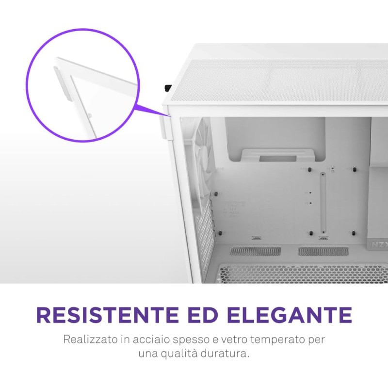 NZXT H5 Flow RGB - Case per PC da gaming mid-tower ATX compatto - Flusso d'aria elevato - Ventola F360 RGB Core (CV) inclusa - Supporto per radiatori da 360 mm (anteriore) - Bianco - Bianco NZXT H5 Flow RGB - Case per PC da gaming mid-tower ATX compatto - Flusso d'aria elevato - Ventola F360 RGB Core (CV) inclusa - Supporto per radiatori da 360 mm (anteriore) - Bianco - Bianco
