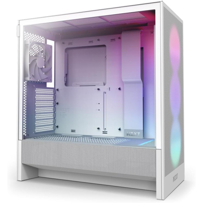NZXT H5 Flow RGB - Case per PC da gaming mid-tower ATX compatto - Flusso d'aria elevato - Ventola F360 RGB Core (CV) inclusa - Supporto per radiatori da 360 mm (anteriore) - Bianco - Bianco NZXT H5 Flow RGB - Case per PC da gaming mid-tower ATX compatto - Flusso d'aria elevato - Ventola F360 RGB Core (CV) inclusa - Supporto per radiatori da 360 mm (anteriore) - Bianco - Bianco