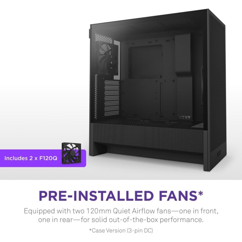NZXT H5 Flow - Case per PC da gaming mid-tower ATX compatto - Flusso d'aria elevato - 2 ventole da 120 mm incluse - Supporto per radiatori da 360 mm (anteriore) e 240 mm (superiore) - Nero - Nero NZXT H5 Flow - Case per PC da gaming mid-tower ATX compatto - Flusso d'aria elevato - 2 ventole da 120 mm incluse - Supporto per radiatori da 360 mm (anteriore) e 240 mm (superiore) - Nero - Nero
