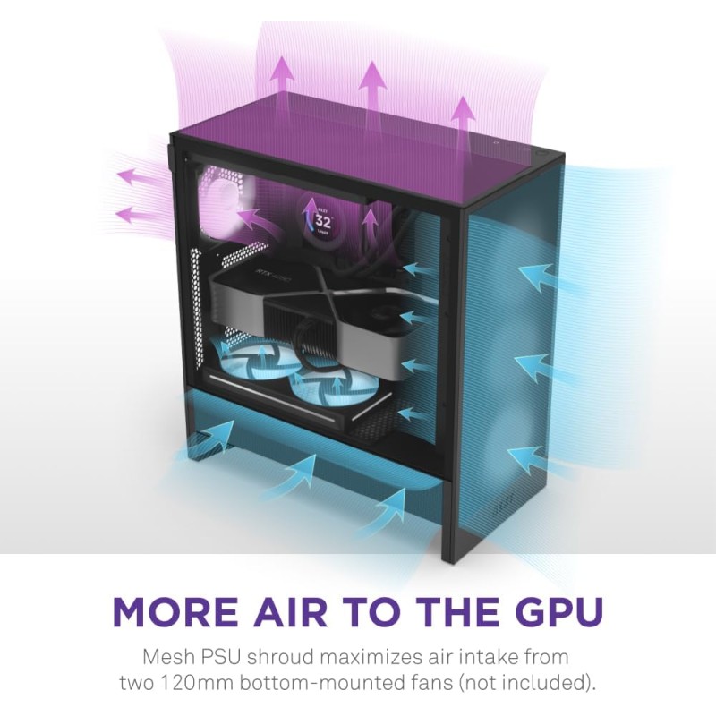 NZXT H5 Flow - Case per PC da gaming mid-tower ATX compatto - Flusso d'aria elevato - 2 ventole da 120 mm incluse - Supporto per radiatori da 360 mm (anteriore) e 240 mm (superiore) - Nero - Nero NZXT H5 Flow - Case per PC da gaming mid-tower ATX compatto - Flusso d'aria elevato - 2 ventole da 120 mm incluse - Supporto per radiatori da 360 mm (anteriore) e 240 mm (superiore) - Nero - Nero