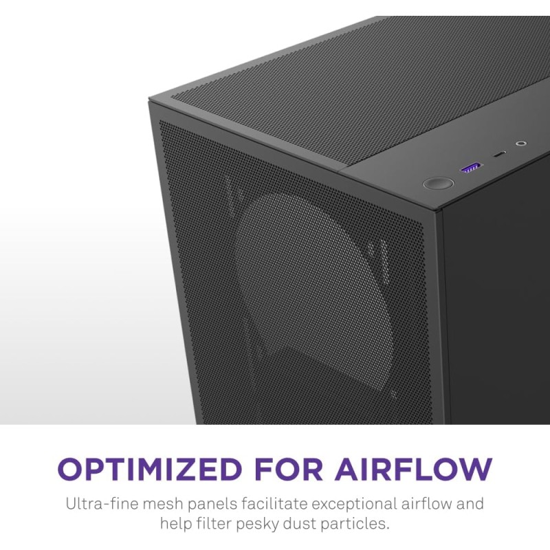 NZXT H5 Flow - Case per PC da gaming mid-tower ATX compatto - Flusso d'aria elevato - 2 ventole da 120 mm incluse - Supporto per radiatori da 360 mm (anteriore) e 240 mm (superiore) - Nero - Nero NZXT H5 Flow - Case per PC da gaming mid-tower ATX compatto - Flusso d'aria elevato - 2 ventole da 120 mm incluse - Supporto per radiatori da 360 mm (anteriore) e 240 mm (superiore) - Nero - Nero