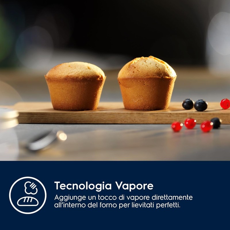 Electrolux Serie 600 Forno da Incasso a Vapore Multifunzione, Capacità 65 L, OED3H00BX, Pizza, SteamBake, Pulizia AquaClean, 670 x654x635 mm. Inox, Classe A - Inox Electrolux Serie 600 Forno da Incasso a Vapore Multifunzione, Capacità 65 L, OED3H00BX, Pizza, SteamBake, Pulizia AquaClean, 670 x654x635 mm. Inox, Classe A - Inox