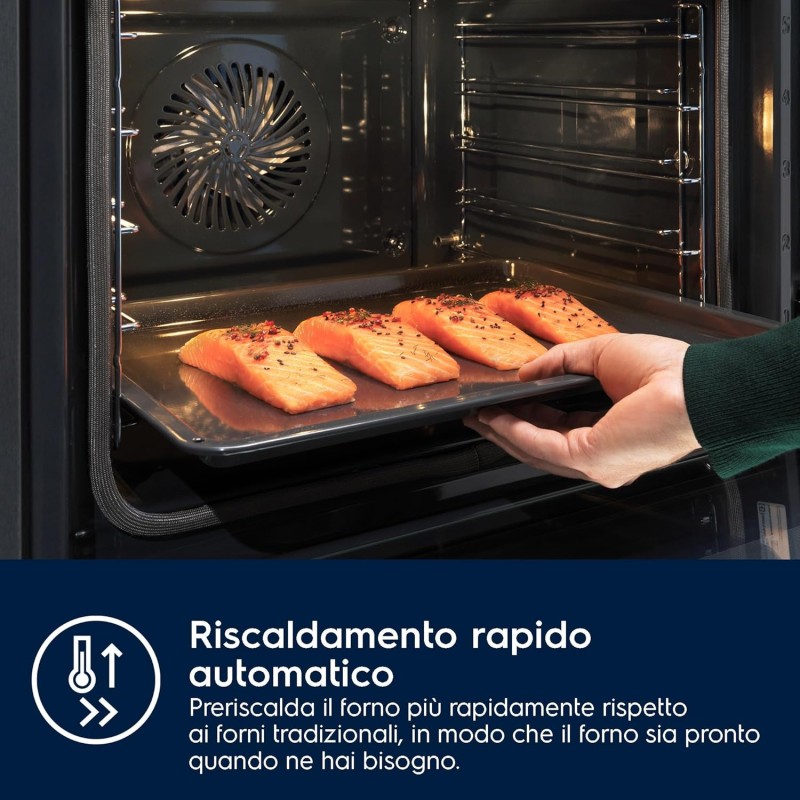 Electrolux Serie 800 SteamBoost, Forno da Incasso a Vapore Multifunzione, Capacità 70 L, EOB8S09WX, Classe A++, TECNOLOGIA VAPORE PRO, Funzione Pizza, Connessione Wi:Fi, 670x670x635 mm, Inox - Inox Electrolux Serie 800 SteamBoost, Forno da Incasso a Vapore Multifunzione, Capacità 70 L, EOB8S09WX, Classe A++, TECNOLOGIA VAPORE PRO, Funzione Pizza, Connessione Wi:Fi, 670x670x635 mm, Inox - Inox