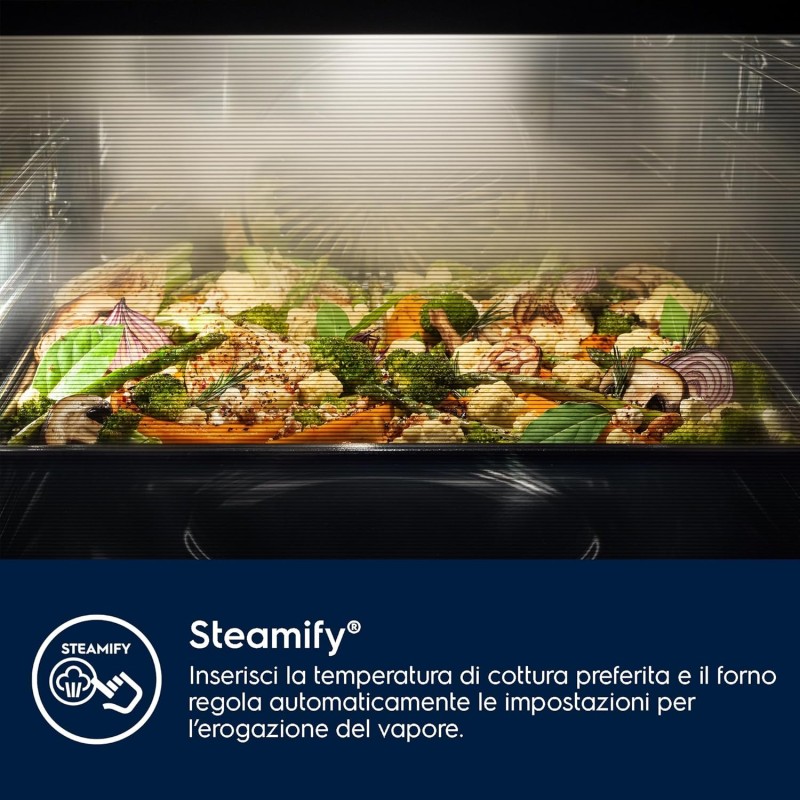 Electrolux Serie 800 SteamBoost, Forno da Incasso a Vapore Multifunzione, Capacità 70 L, EOB8S09WX, Classe A++, TECNOLOGIA VAPORE PRO, Funzione Pizza, Connessione Wi:Fi, 670x670x635 mm, Inox - Inox Electrolux Serie 800 SteamBoost, Forno da Incasso a Vapore Multifunzione, Capacità 70 L, EOB8S09WX, Classe A++, TECNOLOGIA VAPORE PRO, Funzione Pizza, Connessione Wi:Fi, 670x670x635 mm, Inox - Inox