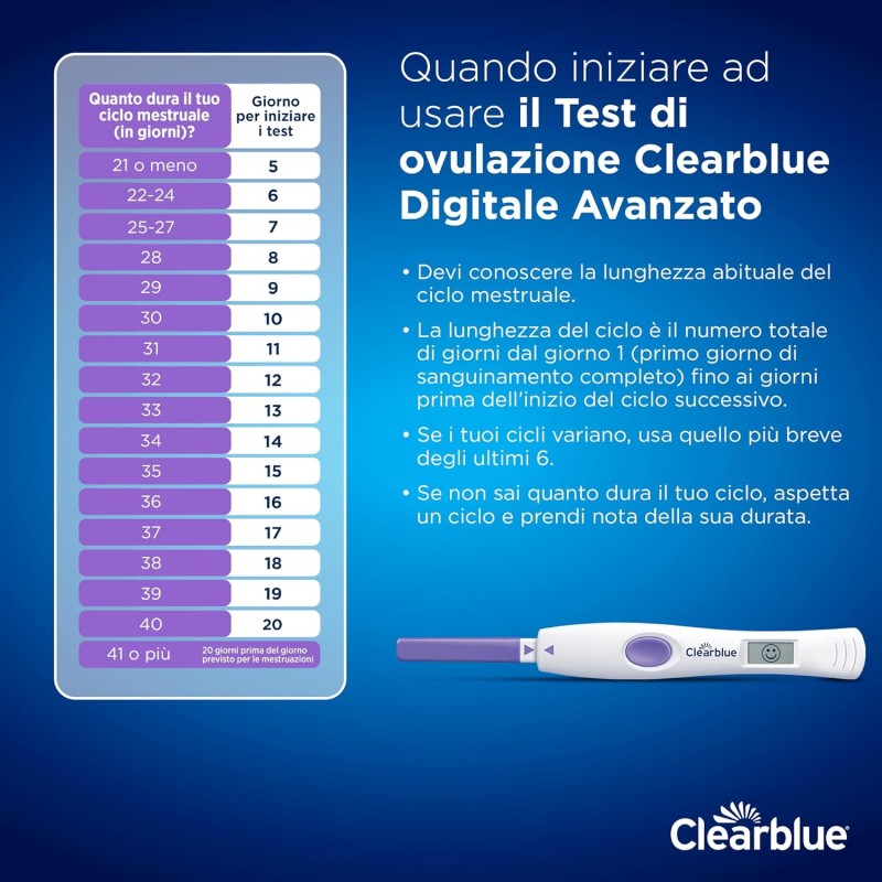 Test di Ovulazione Clearblue Digitale Avanzato. Aumenta le tue possibilità di rimanere incinta, 1 Portastick Digitale e 30 Bastoncini