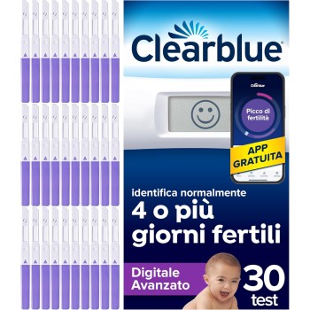 Test di Ovulazione Clearblue Digitale Avanzato. Aumenta le tue possibilità di rimanere incinta, 1 Portastick Digitale e 30 Bastoncini