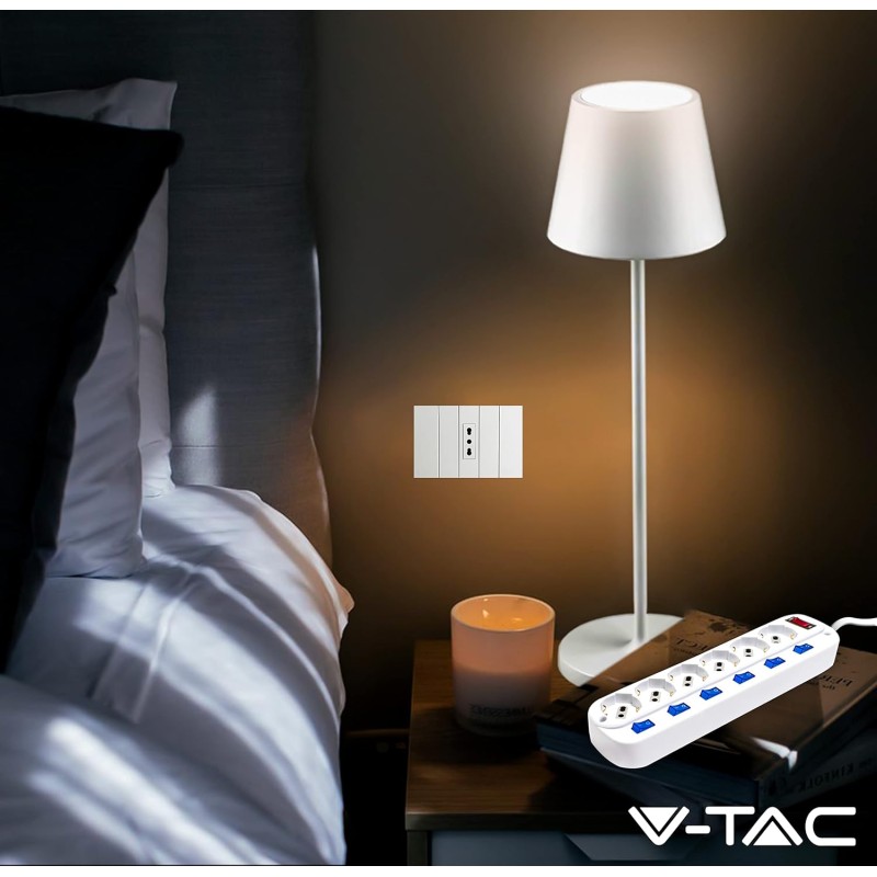 V-TAC Multipresa Elettrica con Interruttori Indipendenti - 6 Prese 10/16A Bipasso + Schuko - Spina 16A - Presa Elettrica per Casa, Ufficio, Negozio - Ciabatta - Colore Bianco V-TAC Multipresa Elettrica con Interruttori Indipendenti - 6 Prese 10/16A Bipasso + Schuko - Spina 16A - Presa Elettrica per Casa, Ufficio, Negozio - Ciabatta - Colore Bianco