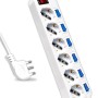 V-TAC Multipresa Elettrica con Interruttori Indipendenti - 6 Prese 10/16A Bipasso + Schuko - Spina 16A - Presa Elettrica per Casa, Ufficio, Negozio - Ciabatta - Colore Bianco
