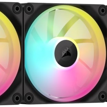 CORSAIR iCUE LINK LX120 RGB 120 mm PWM Ventole Confezione Tripla – Doppio Anello Luminoso – Include iCUE LINK System Hub – Tecnologia CORSAIR AirGuide – Nero - 3 x 120mm Nero