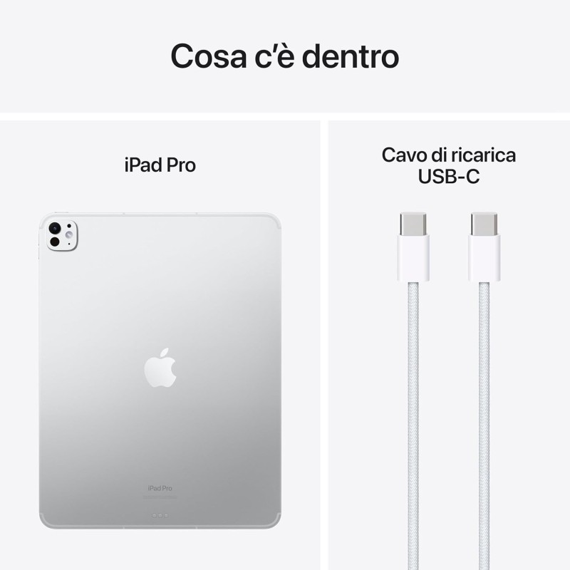 Apple iPad Pro 13'': Chip M4 Progettato per Apple Intelligence, display Ultra Retina XDR, 512GB, fotocamera da 12MP, Wi-Fi 6E + reti cellulari 5G, un giorno intero di batteria – Argento - 512 GB Argento Apple iPad Pro 13'': Chip M4 Progettato per Apple Intelligence, display Ultra Retina XDR, 512GB, fotocamera da 12MP, Wi-Fi 6E + reti cellulari 5G, un giorno intero di batteria – Argento - 512 GB Argento
