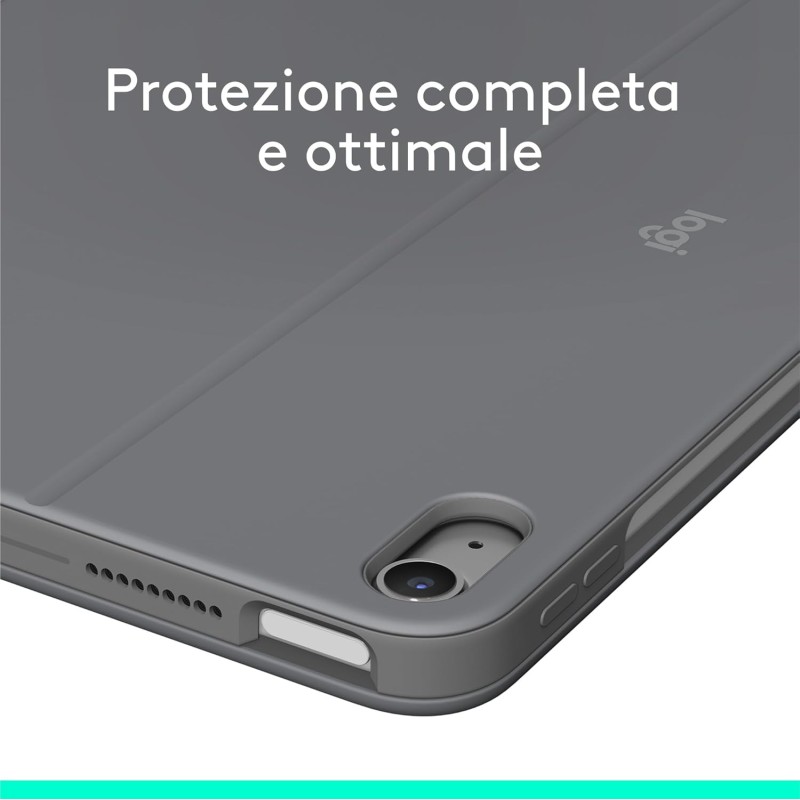 Logitech Combo Touch per iPad Air da 11 pollici (M2), iPad Air (4ª e 5ª generazione - 2020, 2022)(2024) Custodia con tastiera - Tastiera retroilluminata staccabile con supporto, ITA QWERTY - Grigio