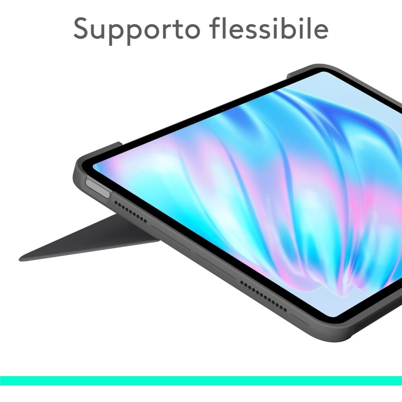 Logitech Combo Touch per iPad Air da 11 pollici (M2), iPad Air (4ª e 5ª generazione - 2020, 2022)(2024) Custodia con tastiera - Tastiera retroilluminata staccabile con supporto, ITA QWERTY - Grigio