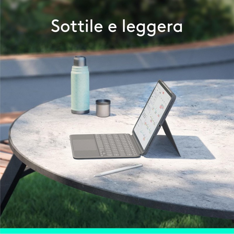 Logitech Combo Touch per iPad Air da 11 pollici (M2), iPad Air (4ª e 5ª generazione - 2020, 2022)(2024) Custodia con tastiera - Tastiera retroilluminata staccabile con supporto, ITA QWERTY - Grigio