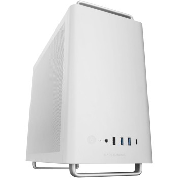 Mars Gaming MC-ELITE, Case PC Micro-ATX Metallo Alte Prestazioni, Design Mesh Laterale e Superiore, 3x Ventole FDB, Mini Tower Impugnature e Piedini Alluminio, Supporto Doppia PSU ATX e SFX, Bianco
