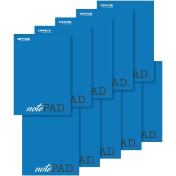OFFICER PRODUCTS Blocco note formato A5, a quadretti, confezione da 10 pezzi, 100 fogli, 200 pagine, blocco note di carta, per scuola e ufficio, incollato sopra - A5 Blu