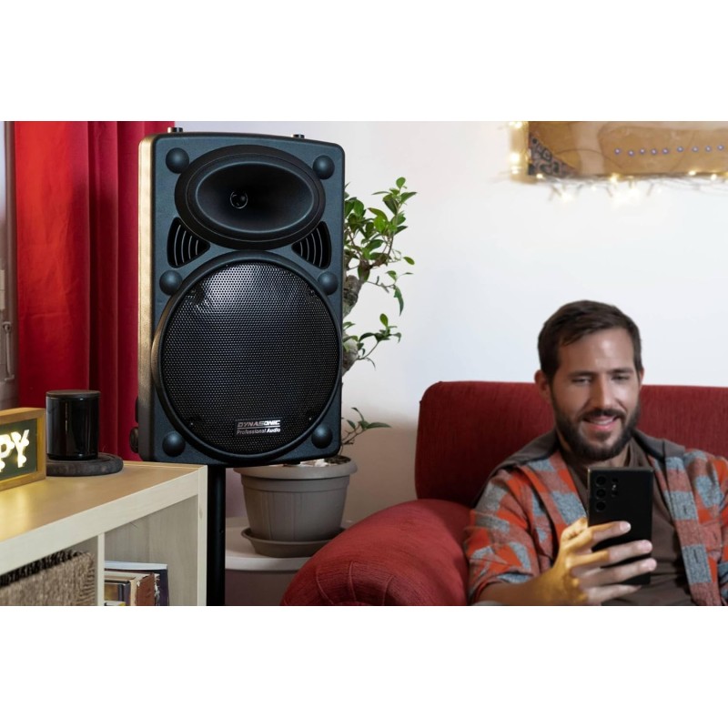 DYNASONIC - DYNAPRO 12 Plus (treppiede 3a Gen) Altoparlante Bluetooth portatile professionale, potente altoparlante Bluetooth da 700 W, 2 microfoni karaoke e supporto per tablet DYNASONIC - DYNAPRO 12 Plus (treppiede 3a Gen) Altoparlante Bluetooth portatile professionale, potente altoparlante Bluetooth da 700 W, 2 microfoni karaoke e supporto per tablet