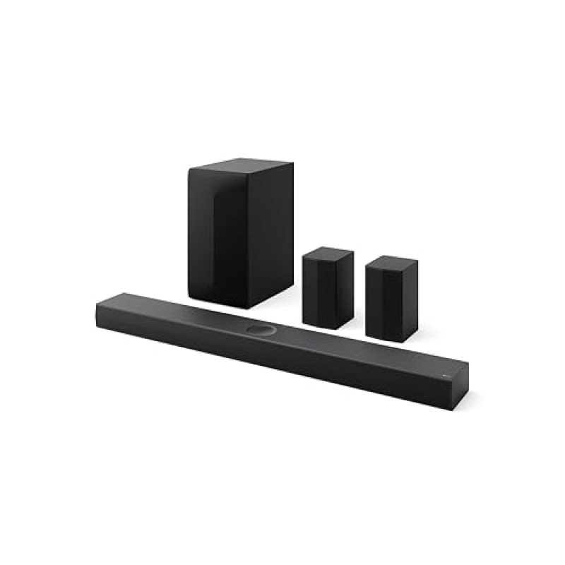 LG S70TR Soundbar TV 500W su 5.1.1 Canali con Subwoofer Wireless, Casse Posteriori Incluse, Dolby Atmos, DTS:X, Speaker Centrale Up-firing, HDMI Passthrough 4K 120Hz, AI Sound Pro
