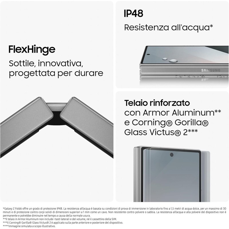 Samsung Galaxy Z Fold6 Smartphone AI pieghevole, Caricatore Incluso, RAM 12GB, 512GB, Dual SIM, Display 6,3"/7,6" Dynamic AMOLED 2X, Batteria a lunga durata, Navy 2024 [Versione italiana] - 12GB+512GB Navy
