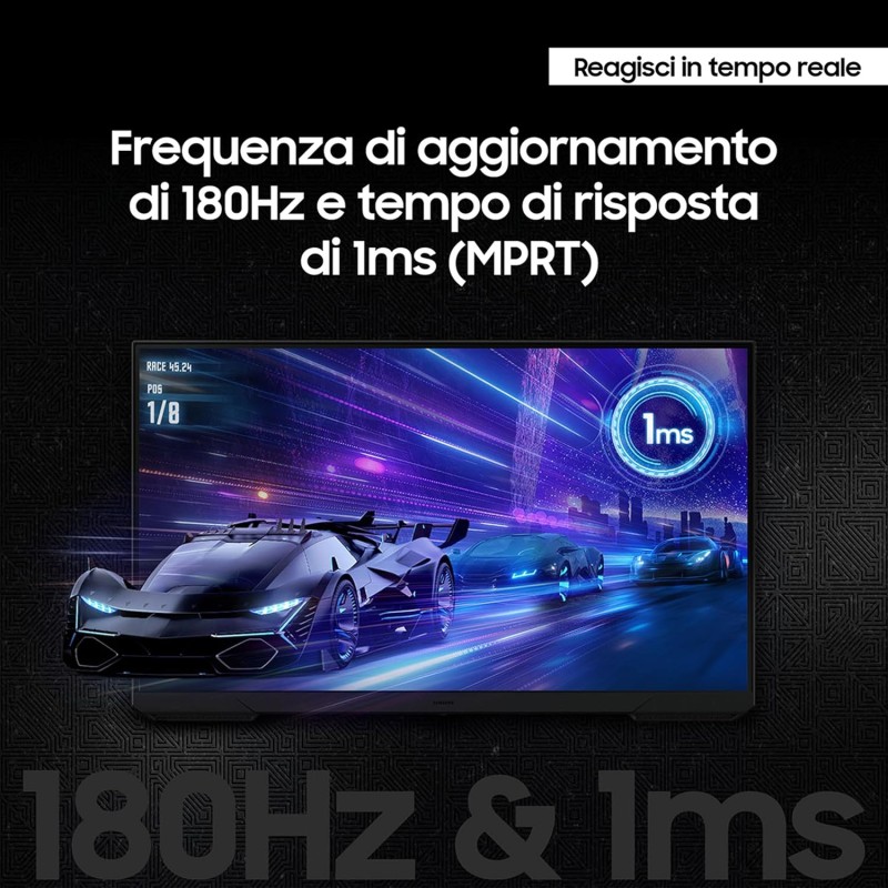 Samsung Monitor Gaming Odyssey G3 (S27DG302), Flat, 27", 1920x1080 (Full HD), VA, 180 Hz, 1 ms, AMD FreeSync, HDMI, Display Port, Ingresso Audio, HAS, Pivot, Flicker Free, Eye Saver Mode - 27'' Samsung Monitor Gaming Odyssey G3 (S27DG302), Flat, 27", 1920x1080 (Full HD), VA, 180 Hz, 1 ms, AMD FreeSync, HDMI, Display Port, Ingresso Audio, HAS, Pivot, Flicker Free, Eye Saver Mode - 27''