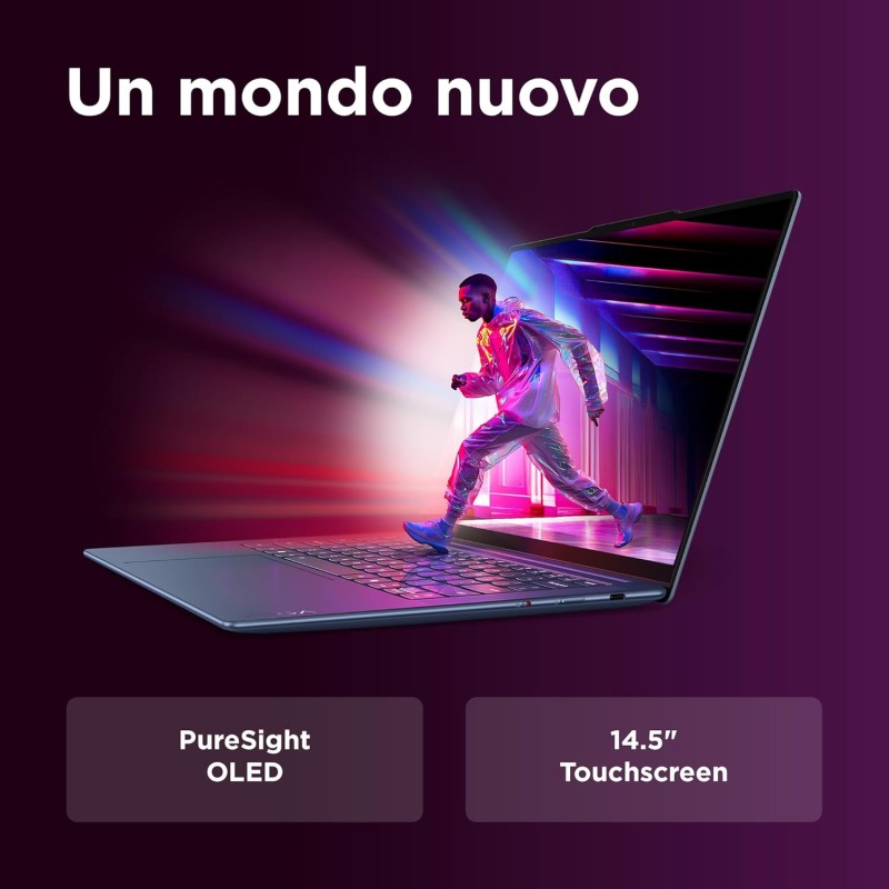 Lenovo Yoga Slim 7x Notebook AI, Display Touch 14.5" 3K OLED (2944x1840) 90Hz, Processore Qualcomm Snapdragon X Elite, RAM 16GB, 1TB SSD, Windows 11 Home Copilot+ PC, WiFi 7 - Blu, Esclusiva Amazon - 14" Touch | RAM 16GB | 1TB SSD
