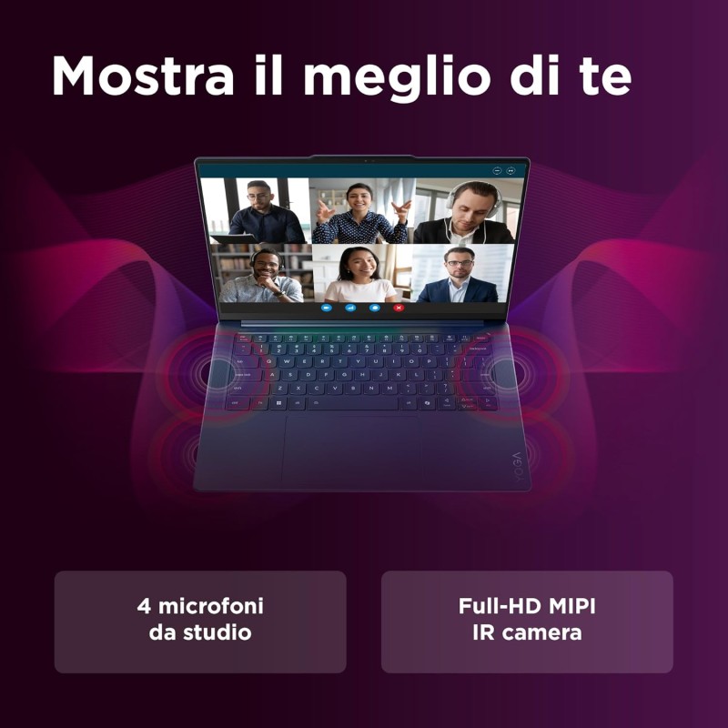 Lenovo Yoga Slim 7x Notebook AI, Display Touch 14.5" 3K OLED (2944x1840) 90Hz, Processore Qualcomm Snapdragon X Elite, RAM 16GB, 1TB SSD, Windows 11 Home Copilot+ PC, WiFi 7 - Blu, Esclusiva Amazon - 14" Touch | RAM 16GB | 1TB SSD