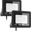 GRIFEMA 20W Faretto LED da Esterno 2 Pezzi, 2200LM 6500K Luce Bianca Fredda, IP66 Impermeabile, Faretti LED con Supporto Regolabile a 180° per Giardino, Terrazza, Garage, Senza Spina