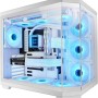 Mars Gaming MC-3TCORE, Gaming Custom ATX, Tripla Finestra Vetro Temperato Rimovibile, Doppia Fotocamera, Backplane Compatibile con Connettore Inverso Semitower, Supporto Raffreddamento Liquido, Bianco