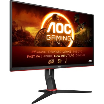AOC Gaming 27G2ZN3 Monitor da 27 pollici, 240 Hz, 0,5 ms, FreeSync Premium 1920x1080, HDMI, DisplayPort Regolabile, nero/rosso, 27 pollice FHD, 280 Hz, Regolazione altezza - 27" FHD Plano AOC Gaming 27G2ZN3 Monitor da 27 pollici, 240 Hz, 0,5 ms, FreeSync Premium 1920x1080, HDMI, DisplayPort Regolabile, nero/rosso, 27 pollice FHD, 280 Hz, Regolazione altezza - 27" FHD Plano