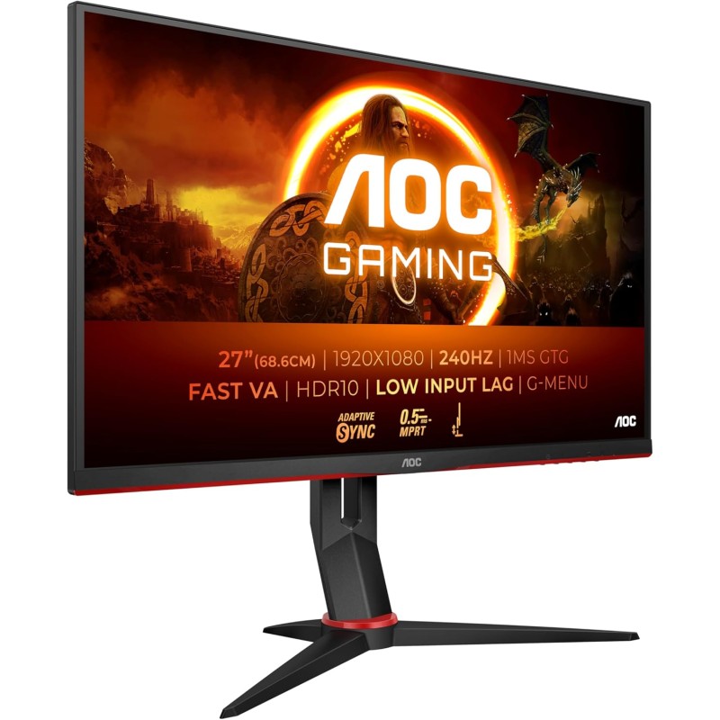 AOC Gaming 27G2ZN3 Monitor da 27 pollici, 240 Hz, 0,5 ms, FreeSync Premium 1920x1080, HDMI, DisplayPort Regolabile, nero/rosso, 27 pollice FHD, 280 Hz, Regolazione altezza - 27" FHD Plano AOC Gaming 27G2ZN3 Monitor da 27 pollici, 240 Hz, 0,5 ms, FreeSync Premium 1920x1080, HDMI, DisplayPort Regolabile, nero/rosso, 27 pollice FHD, 280 Hz, Regolazione altezza - 27" FHD Plano