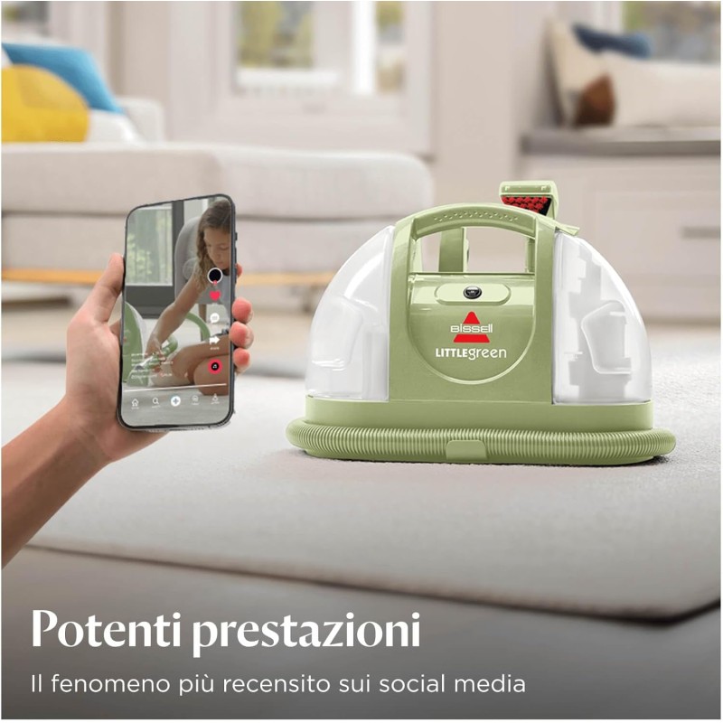 BISSELL Little Green, Lavatappeti, Lavatappezzeria per Macchie Quotidiane e Sporco, Lava Tappezzeria per Tappeti, Auto, Pulisci Divani, Moquette, Materassi e Altro, Potente Motore da 340W, 4098N BISSELL Little Green, Lavatappeti, Lavatappezzeria per Macchie Quotidiane e Sporco, Lava Tappezzeria per Tappeti, Auto, Pulisci Divani, Moquette, Materassi e Altro, Potente Motore da 340W, 4098N