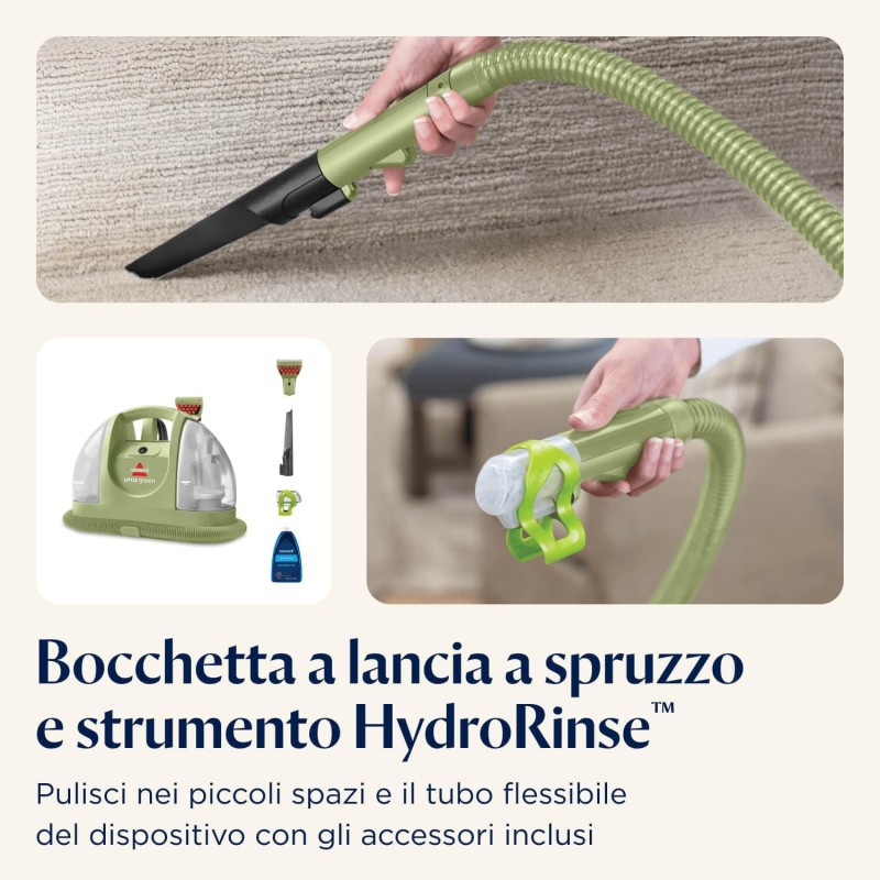 BISSELL Little Green, Lavatappeti, Lavatappezzeria per Macchie Quotidiane e Sporco, Lava Tappezzeria per Tappeti, Auto, Pulisci Divani, Moquette, Materassi e Altro, Potente Motore da 340W, 4098N BISSELL Little Green, Lavatappeti, Lavatappezzeria per Macchie Quotidiane e Sporco, Lava Tappezzeria per Tappeti, Auto, Pulisci Divani, Moquette, Materassi e Altro, Potente Motore da 340W, 4098N