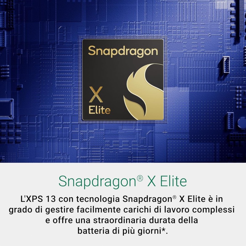Dell XPS 13 9345 Copilot+ Portatile 13,4" FHD+ touch-screen, Snapdragon X Elite, Qualcomm Adreno, 16 GB Memoria, 512 GB SSD, Windows 11 Home, Tastiera retroilluminata con Copilot, italiano, Platinium - 512GB SSD