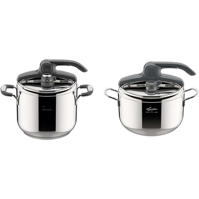 Lagostina Briosa LagoeasyUp Pentola a Pressione in Acciaio Inox 18/10 con Apertura Facile & Irradial Control Lagoeasy'UP Pentola a Pressione 5 L in Acciaio - 7L
