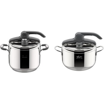 Lagostina Briosa LagoeasyUp Pentola a Pressione in Acciaio Inox 18/10 con Apertura Facile & Irradial Control Lagoeasy'UP Pentola a Pressione 5 L in Acciaio - 7L