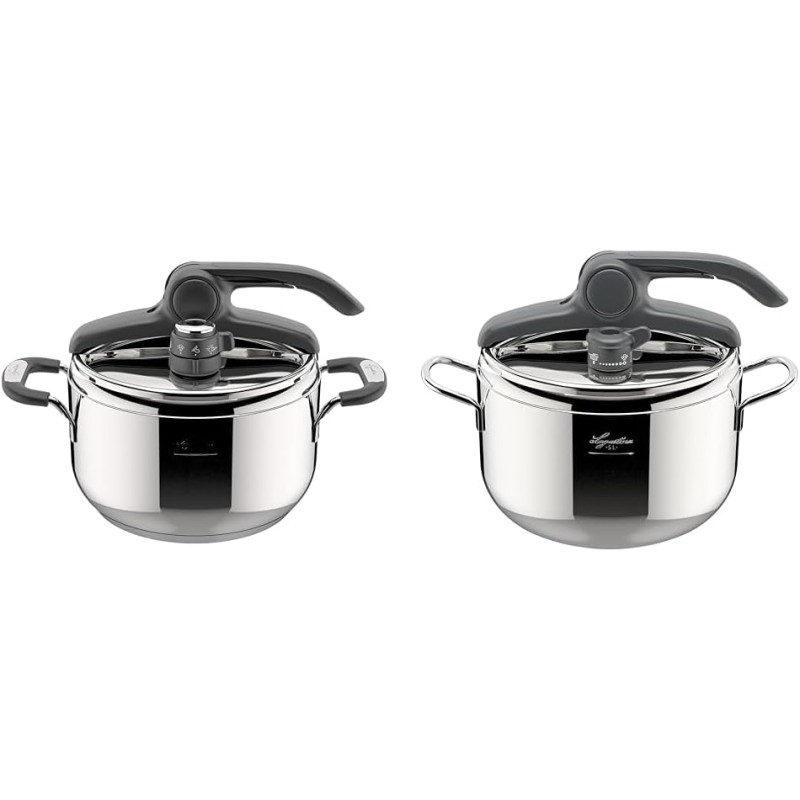 Lagostina Briosa LagoeasyUp Pentola a Pressione in Acciaio Inox 18/10 con Apertura Facile & Irradial Control Lagoeasy'UP Pentola a Pressione 5 L in Acciaio - 5L