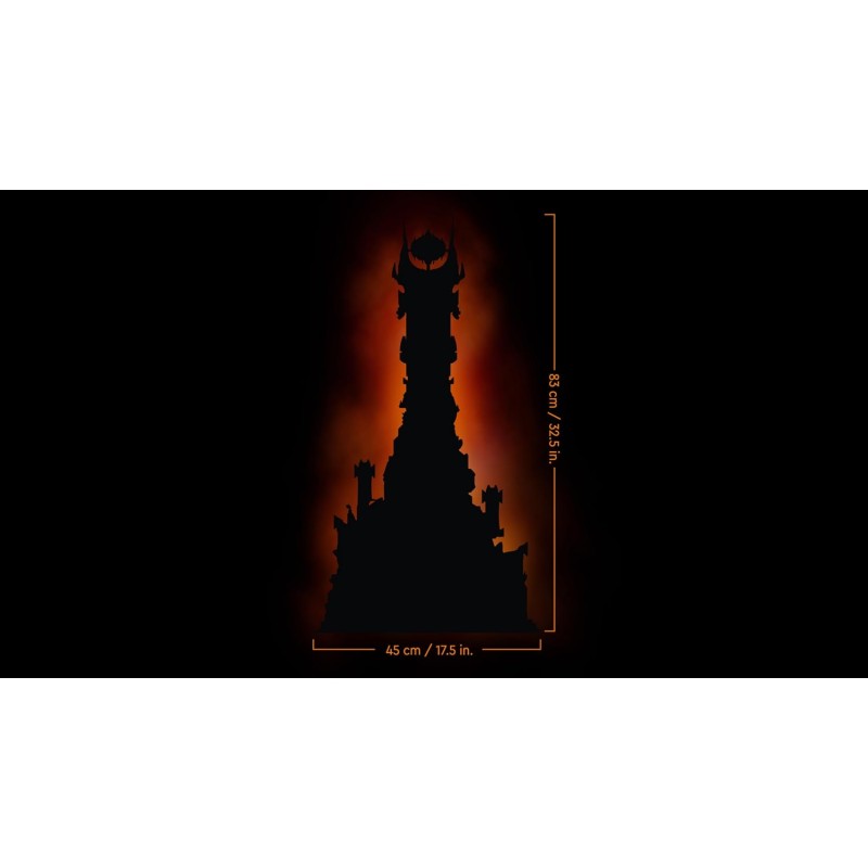 LEGO Icons The Lord of the Rings: Barad-dûr Fortress and Tower of Sauron Model Building with Functions and Characters such as Frodo, Sam and Gollum, Gift Idea for Men, Women and Adult Fans 10333