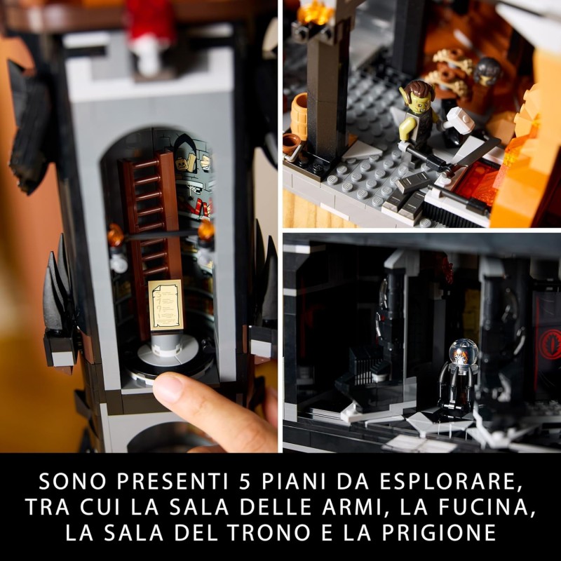 LEGO Icons The Lord of the Rings: Barad-dûr Fortress and Tower of Sauron Model Building with Functions and Characters such as Frodo, Sam and Gollum, Gift Idea for Men, Women and Adult Fans 10333