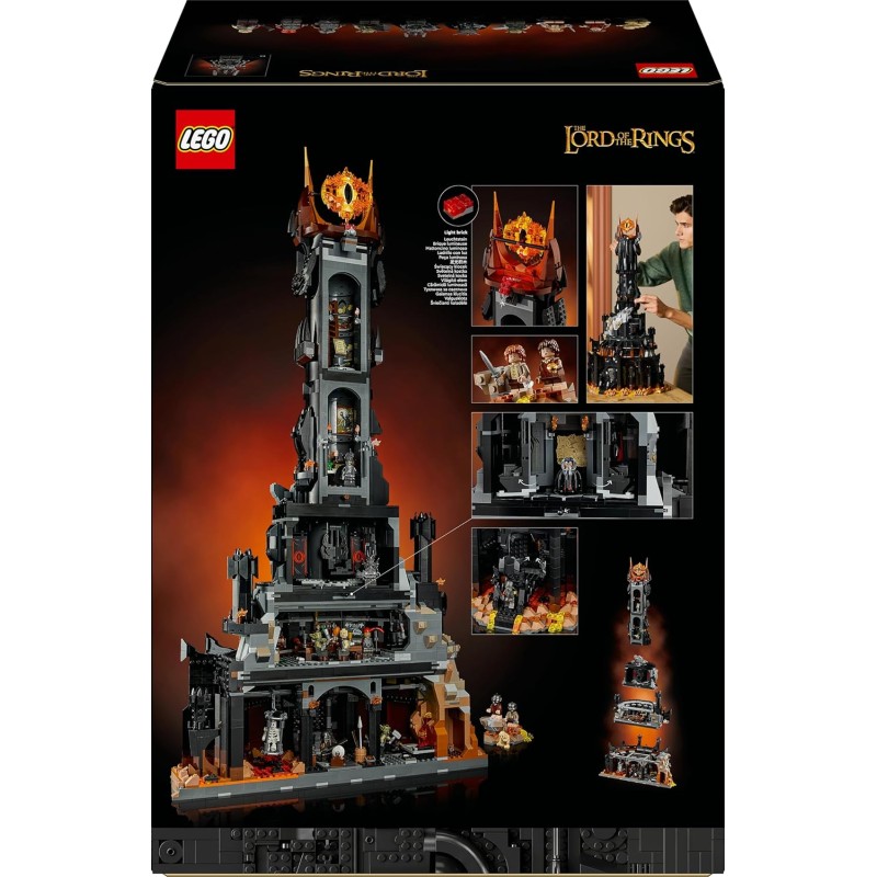 LEGO Icons The Lord of the Rings: Barad-dûr Fortress and Tower of Sauron Model Building with Functions and Characters such as Frodo, Sam and Gollum, Gift Idea for Men, Women and Adult Fans 10333