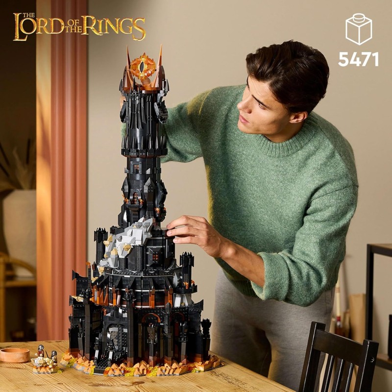 LEGO Icons The Lord of the Rings: Barad-dûr Fortress and Tower of Sauron Model Building with Functions and Characters such as Frodo, Sam and Gollum, Gift Idea for Men, Women and Adult Fans 10333