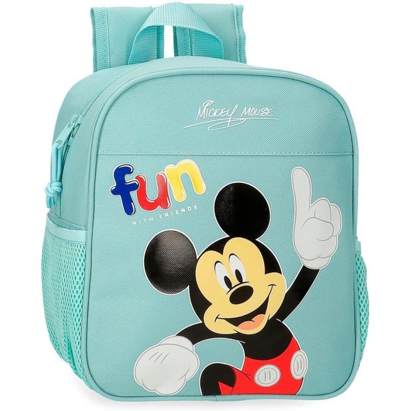 Disney Zaino per bambini, zaino scolastico, in poliestere, tasche laterali, spallacci larghi regolabili, maniglia superiore per appenderlo, con targhetta identificativa per il nome, sistema Magic Fix. - Friends