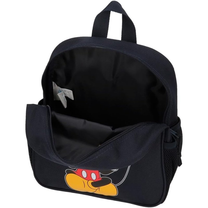 Disney Zaino per bambini, zaino scolastico, in poliestere, tasche laterali, spallacci larghi regolabili, maniglia superiore per appenderlo, con targhetta identificativa per il nome, sistema Magic Fix. - Cheerlful