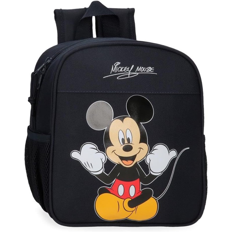 Disney Zaino per bambini, zaino scolastico, in poliestere, tasche laterali, spallacci larghi regolabili, maniglia superiore per appenderlo, con targhetta identificativa per il nome, sistema Magic Fix. - Cheerlful