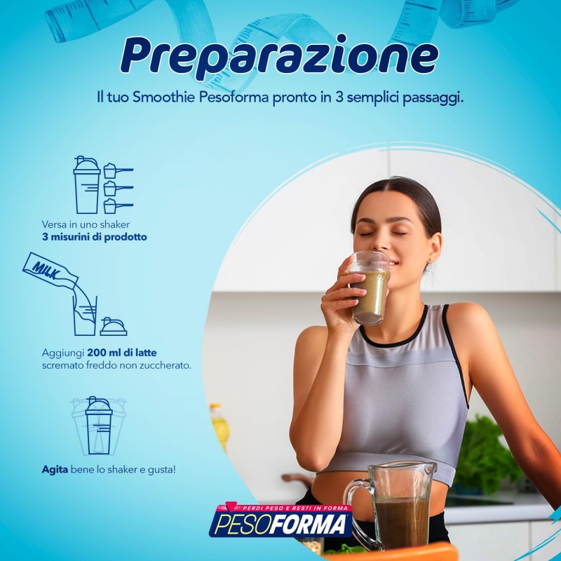 Pesoforma - MILKSHAKE CAFFÈ - Pasto sostitutivo per il controllo del peso - Smoothie gustoso che aiuta a rimettersi in forma - 13g di proteine per pasto - Solo 203 calorie - 15 pasti - 450 g