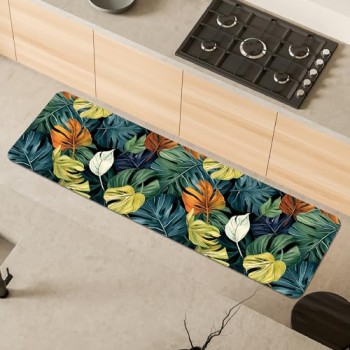 Comart - Tappeto Cucina Austin - Impermeabile - Antiscivolo - Antimacchia - Lavabile in Lavatrice - Passatoia in Poliestere - per Corridoio e Cucina - Made in Italy - Tropicale Peperomia - 50x170 cm - 50 x 170 cm