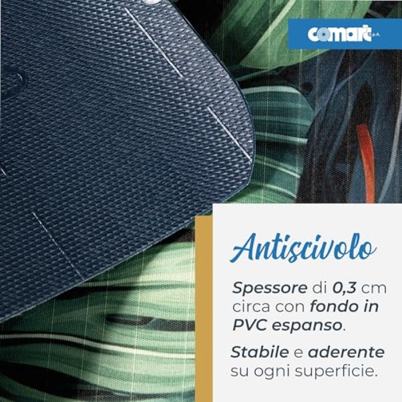 Comart - Tappeto Cucina Austin - Impermeabile - Antiscivolo - Antimacchia - Lavabile in Lavatrice - Passatoia in Poliestere - per Corridoio e Cucina - Made in Italy - Tropicale Peperomia - 50x170 cm - 50 x 170 cm