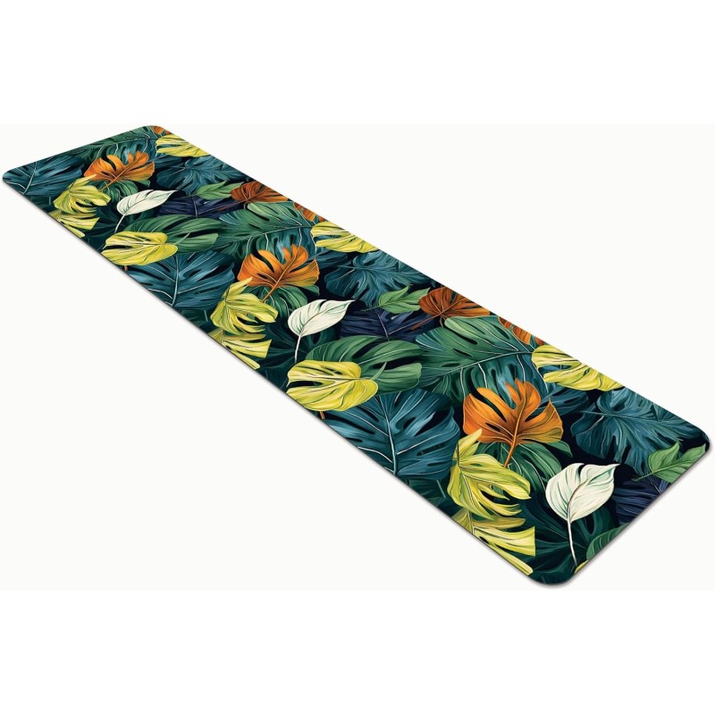 Comart - Tappeto Cucina Austin - Impermeabile - Antiscivolo - Antimacchia - Lavabile in Lavatrice - Passatoia in Poliestere - per Corridoio e Cucina - Made in Italy - Tropicale Peperomia - 50x170 cm - 50 x 170 cm