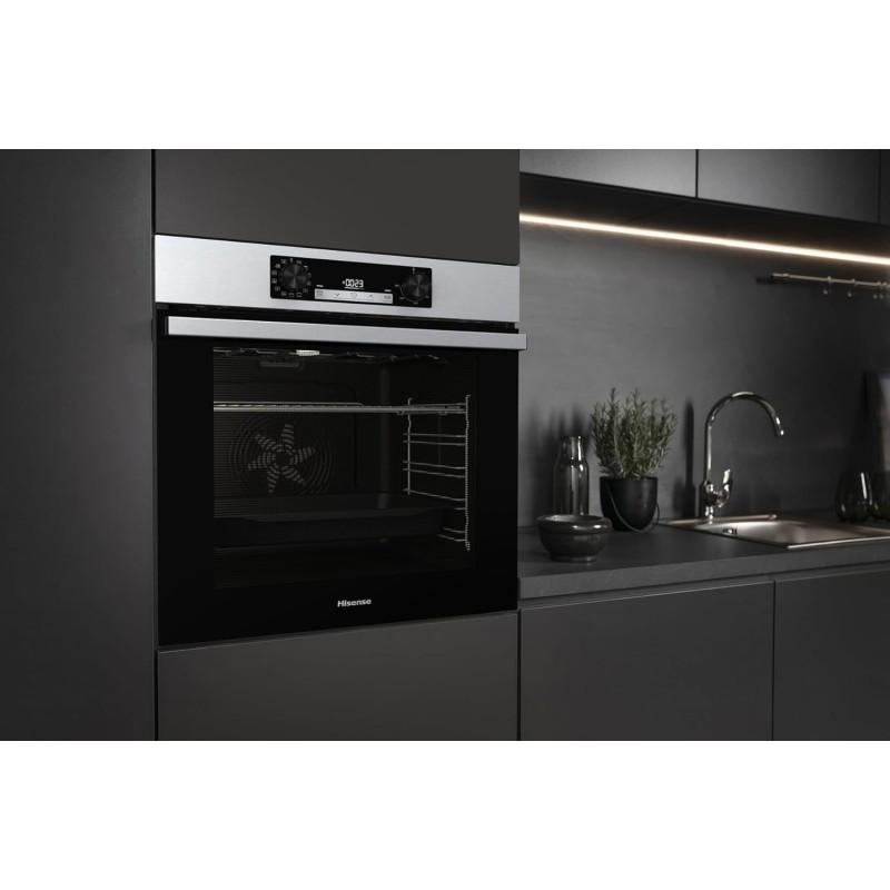 Hisense BI64213E4PX, Forno Multifunzione Termoventilato, Cavità XXL 77L, Pulizia Pirolitica, 13funzioni di cottura, Funzione pizza 300°C, Cottura AirFry, Display Led, Soft closing, Guide telescopiche Hisense BI64213E4PX, Forno Multifunzione Termoventilato, Cavità XXL 77L, Pulizia Pirolitica, 13funzioni di cottura, Funzione pizza 300°C, Cottura AirFry, Display Led, Soft closing, Guide telescopiche