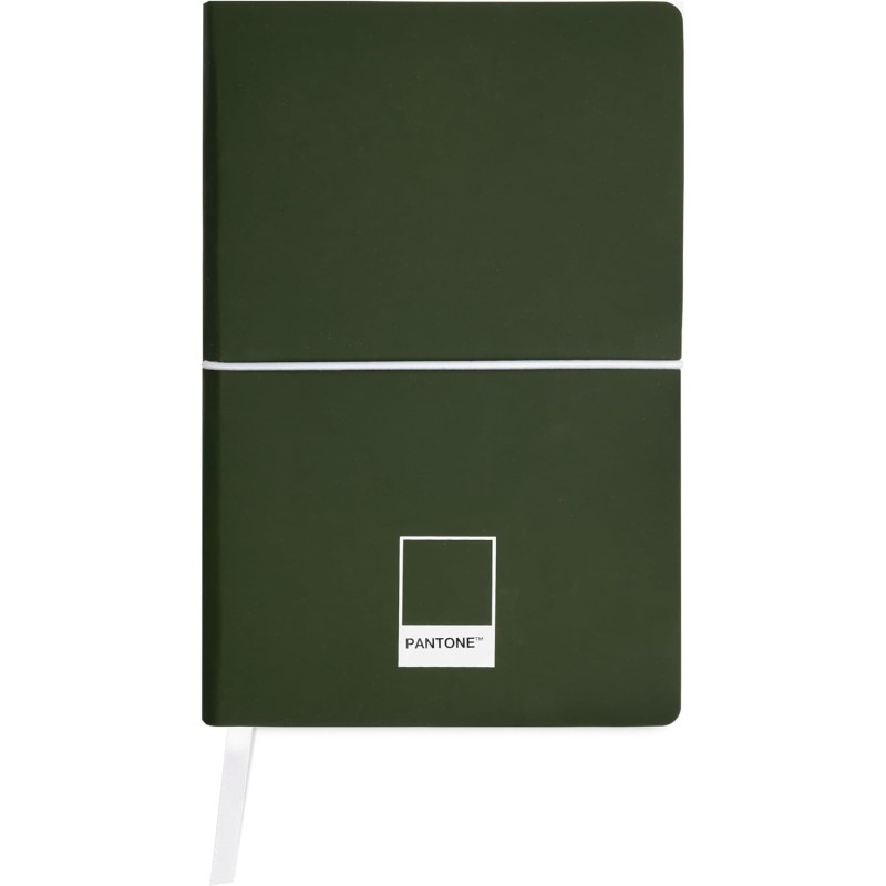 PANTONE Urban - Quaderno Appunti 13x20 con 192 Pagine a Righe, Copertina Flessibile Soft Touch ed Elastico, Block Notes con Segnalibro e Tasca Interna, Taccuino Agenda per Cancelleria e Cartoleria - Rifle Green
